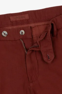 Brick red linen blend slub trousers
