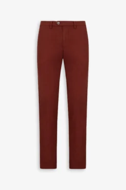 Brick red linen blend slub trousers