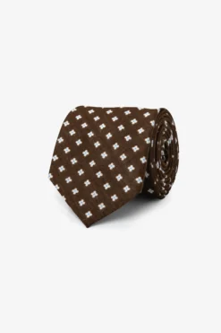 Brown micro pattern cotton tie