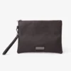 Brown Saffiano leatherette pochette