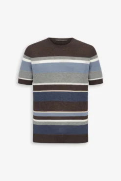 Brown striped knit t-shirt