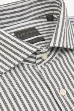 Brown striped textured slim shirt