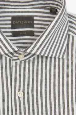 Brown striped textured slim shirt
