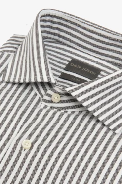 Brown striped textured slim shirt