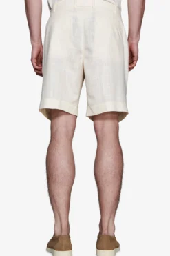 Butter linen blend Bermuda shorts with pleats