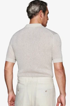 Butter linen blend knit polo shirt
