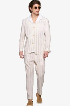 "Capri" cream pinstripe suit overshirt