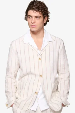 "Capri" cream pinstripe suit overshirt