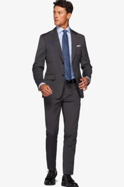 Carbon pinpoint-weave suit blazer