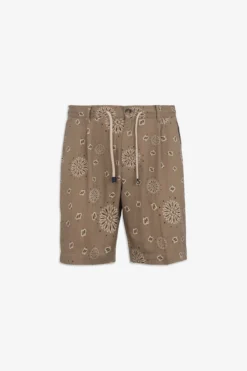 Cashmere pattern drawstring Bermuda shorts