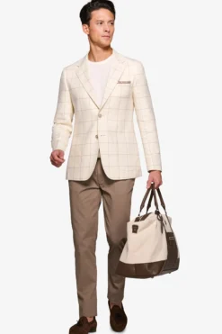 Cream check slim blazer