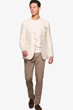 Cream check slim blazer