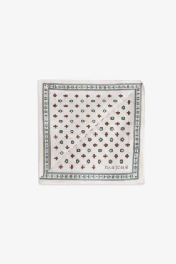 Cream floral geometric pattern pocket square