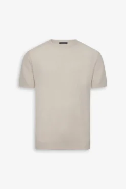 Cream honeycomb knit t-shirt