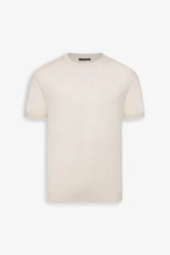 Cream linen blend knit t-shirt