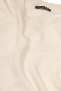 Cream linen blend knit t-shirt