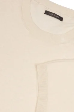 Cream linen blend knit t-shirt