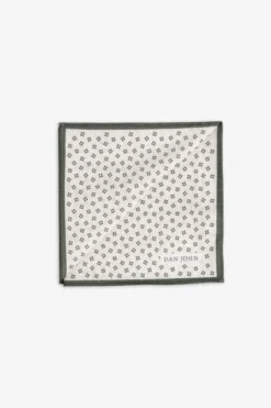 Cream micro floral design pocket square