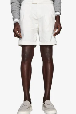Cream textured Bermuda shorts