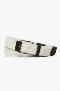 Cream woven elastic casual belt
