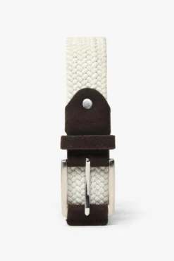 Cream woven elastic casual belt