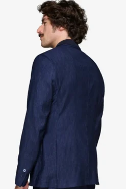 Dark blue denim effect blazer