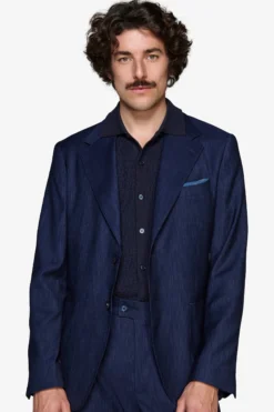 Dark blue denim effect blazer