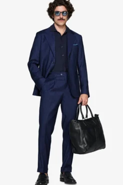 Dark blue denim effect blazer