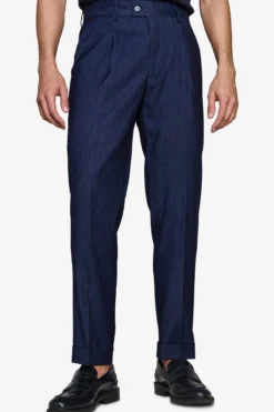 Dark blue denim effect trousers