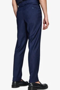 Dark blue denim effect trousers