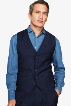 Dark blue denim effect waistcoat