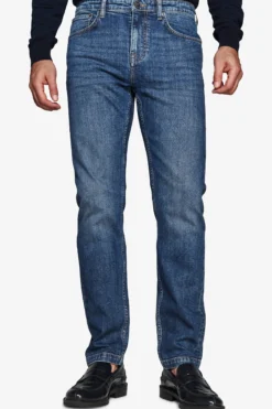 Dark blue denim trousers