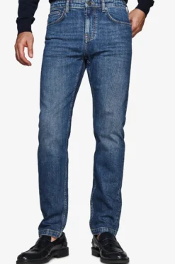 Dark blue denim trousers