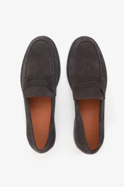Dark brown college suede loafers