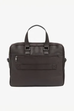 Dark brown faux-leather overnight bag