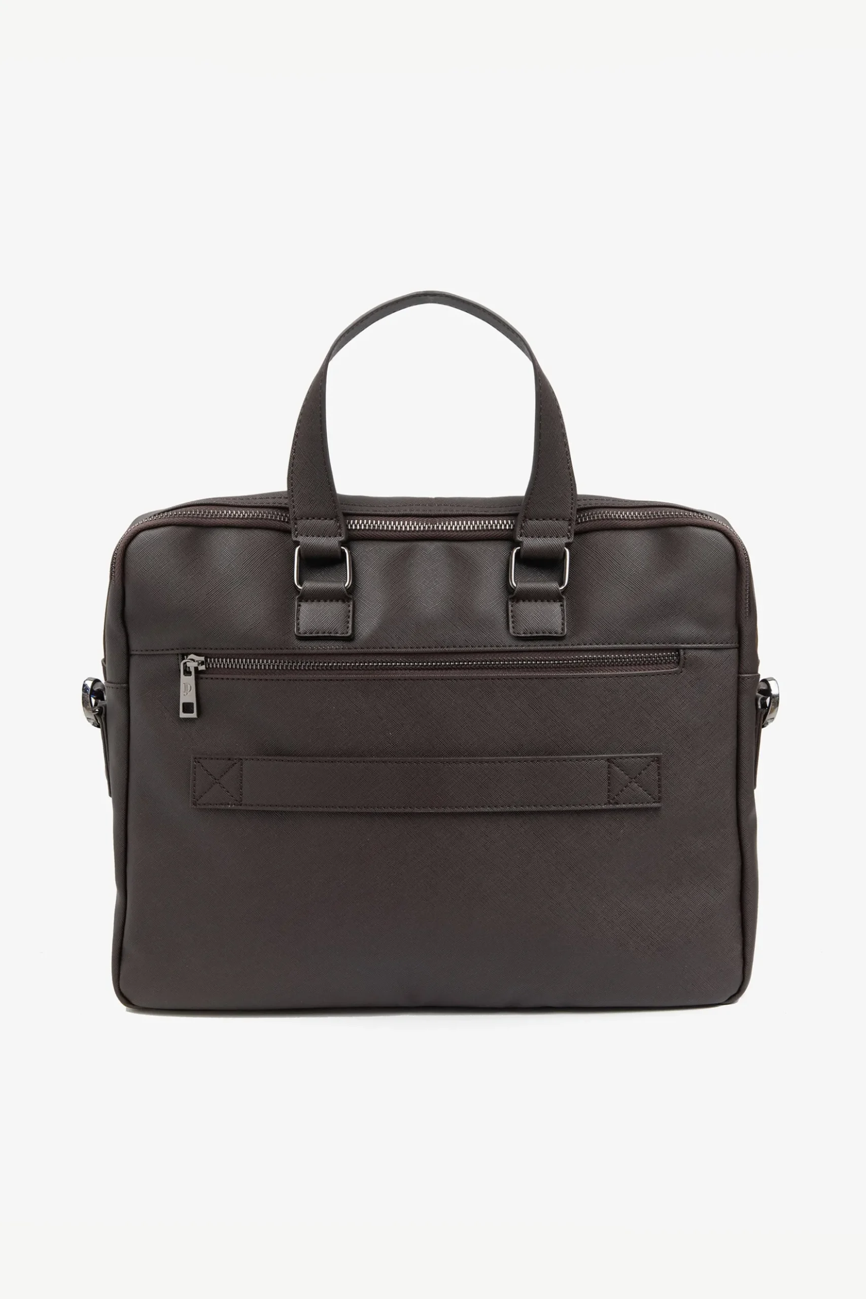 Dark brown faux-leather overnight bag