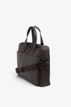 Dark brown faux-leather overnight bag