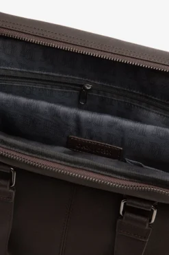 Dark brown faux-leather overnight bag