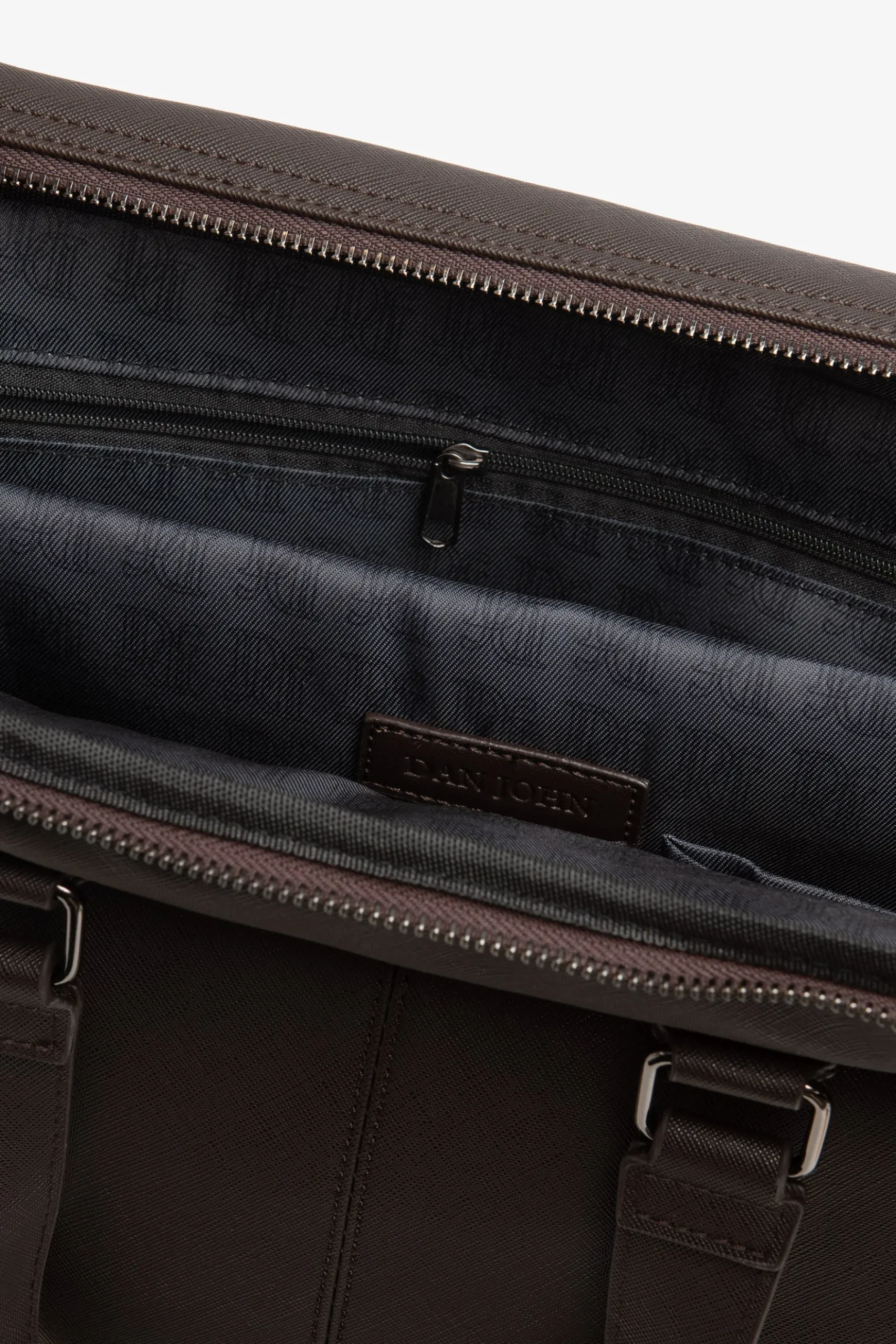 Dark brown faux-leather overnight bag