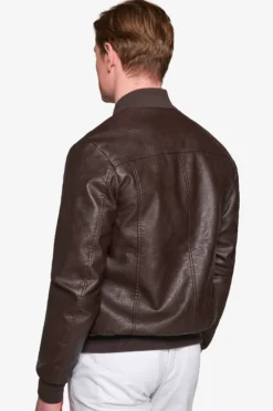 Dark brown leatherette bomber jacket