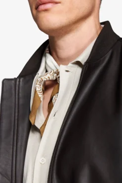 Dark brown leatherette bomber jacket