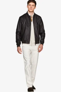 Dark brown leatherette bomber jacket