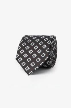Dark brown macro flowers tie