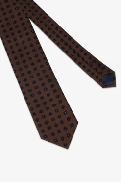Dark brown micro flowers jacquard tie