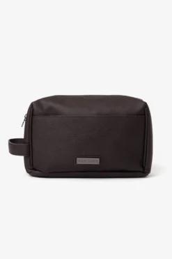 Dark brown Saffiano leatherette toiletry bag