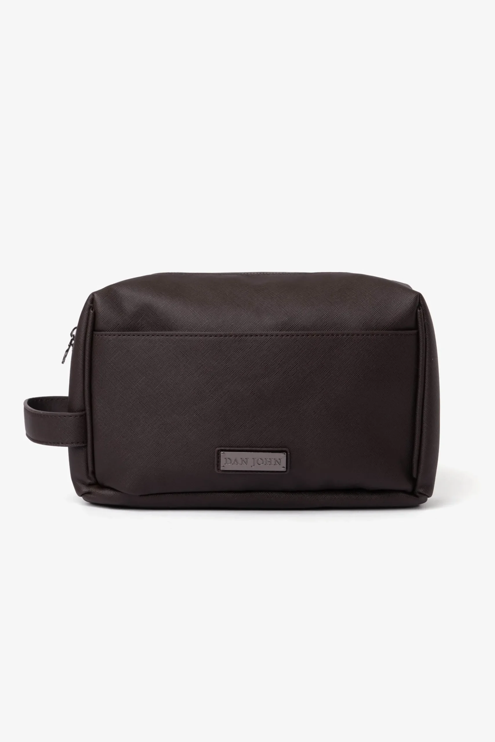 Dark brown Saffiano leatherette toiletry bag