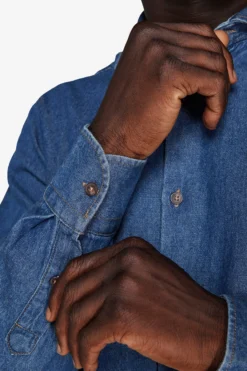Dark wash chambray denim shirt