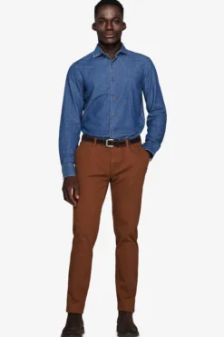 Dark wash chambray denim shirt