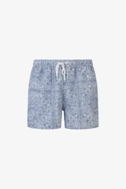 Denim cashmere print swim trunks