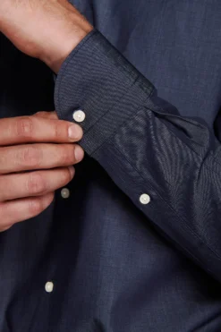 Denim effect slim gabardine shirt
